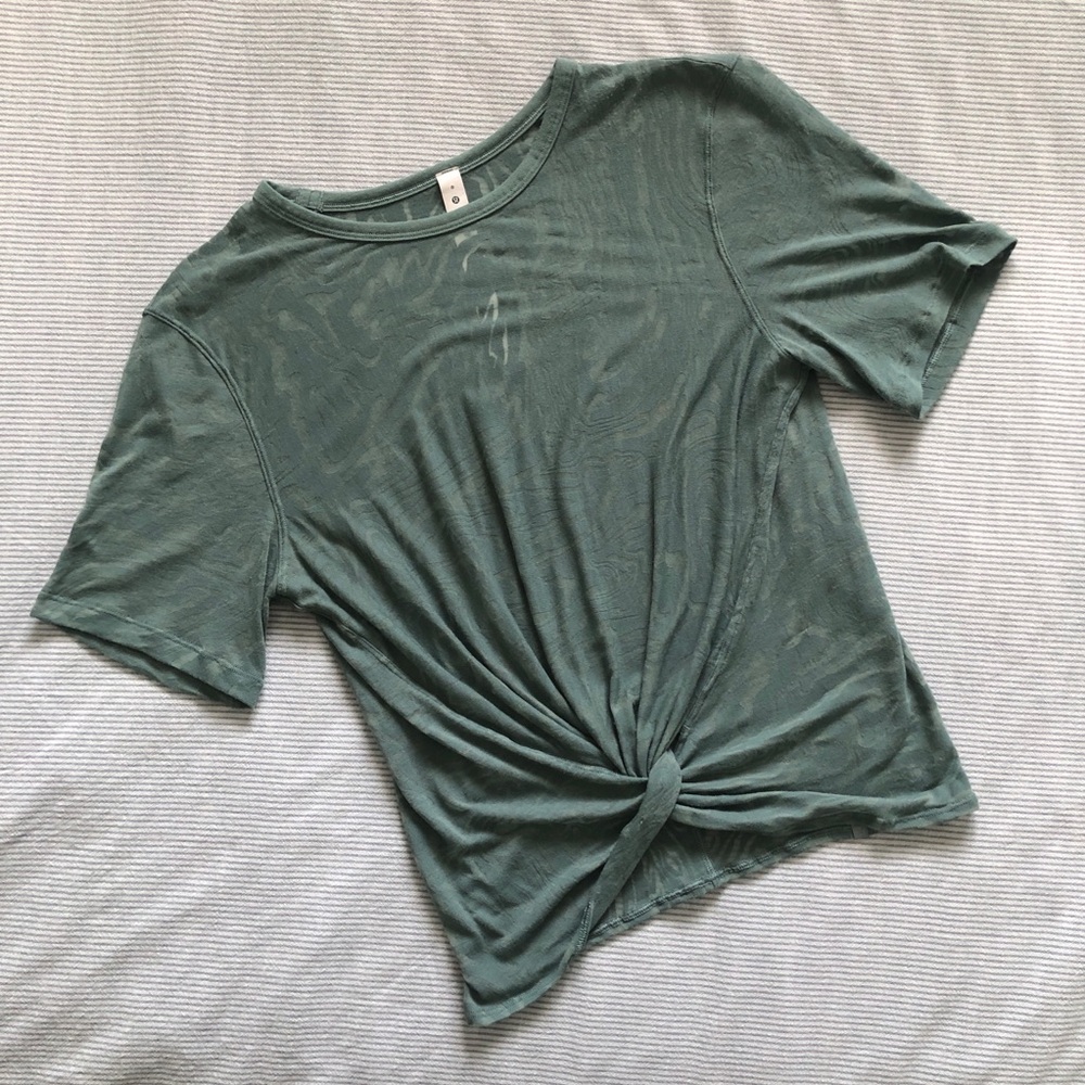 Women's Green Knot Front Top